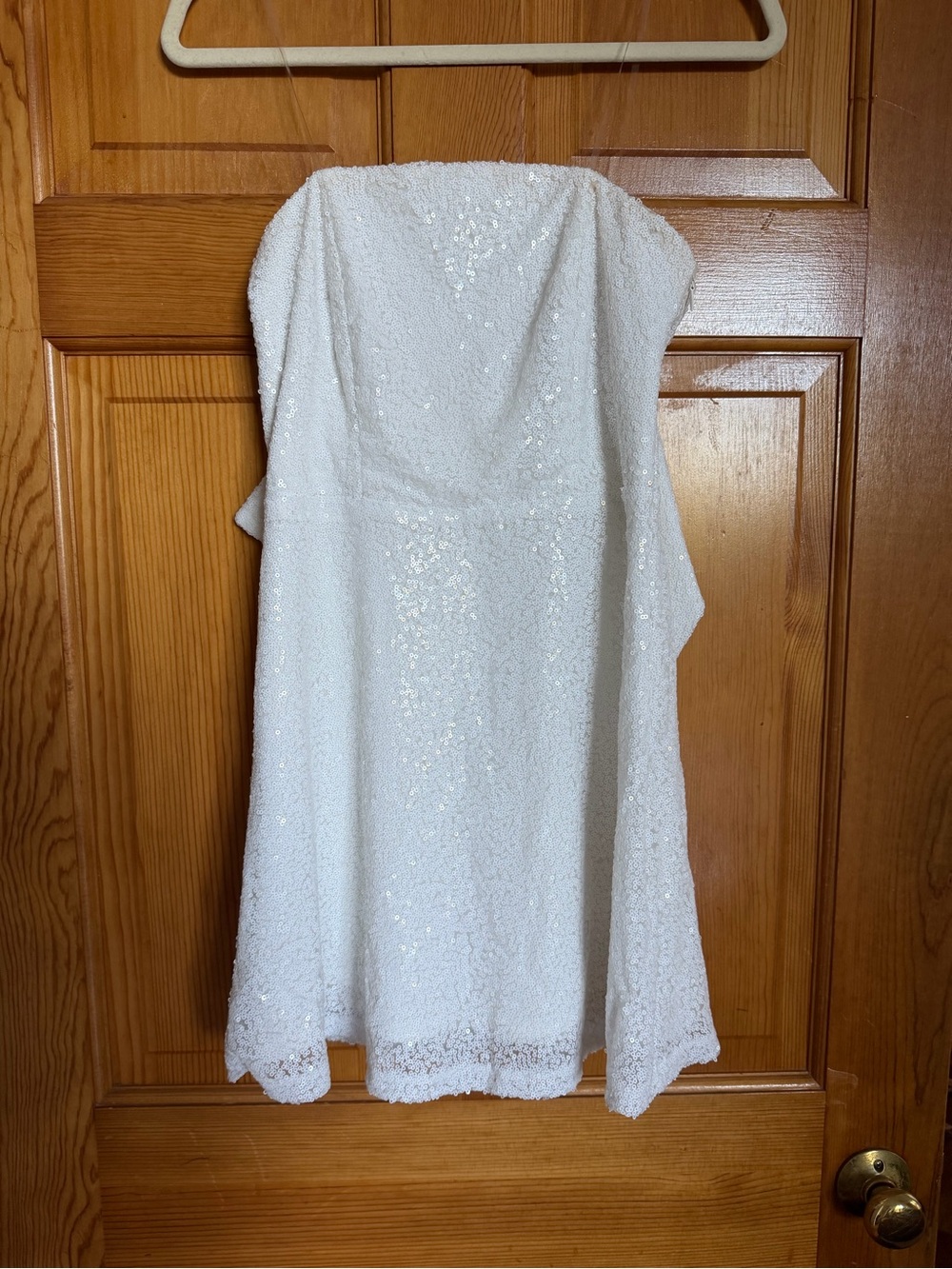 Altar’d State White Sequin Strapless Bow Mini Dress - Size Medium